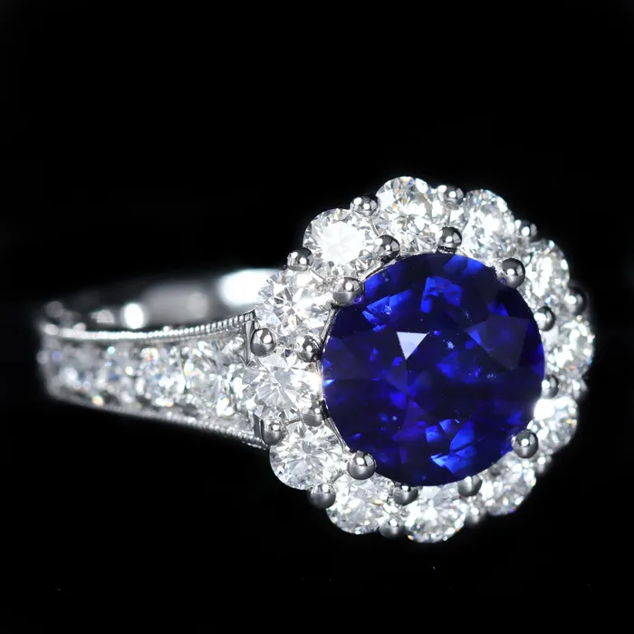 14K White Gold 307 Carat Sapphire and Diamond Ring The Gem House Rings