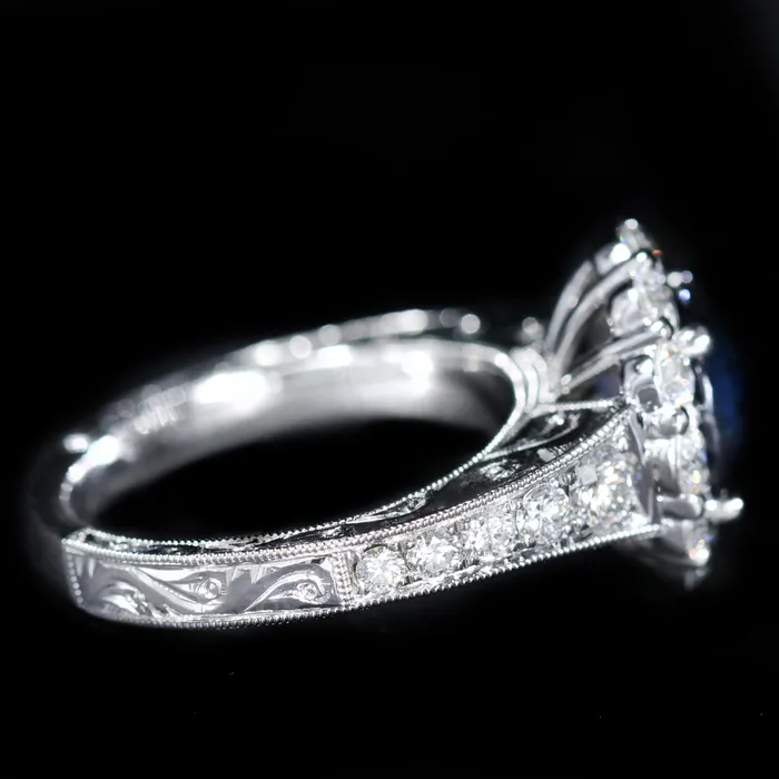 14K White Gold 307 Carat Sapphire and Diamond Ring The Gem House Rings