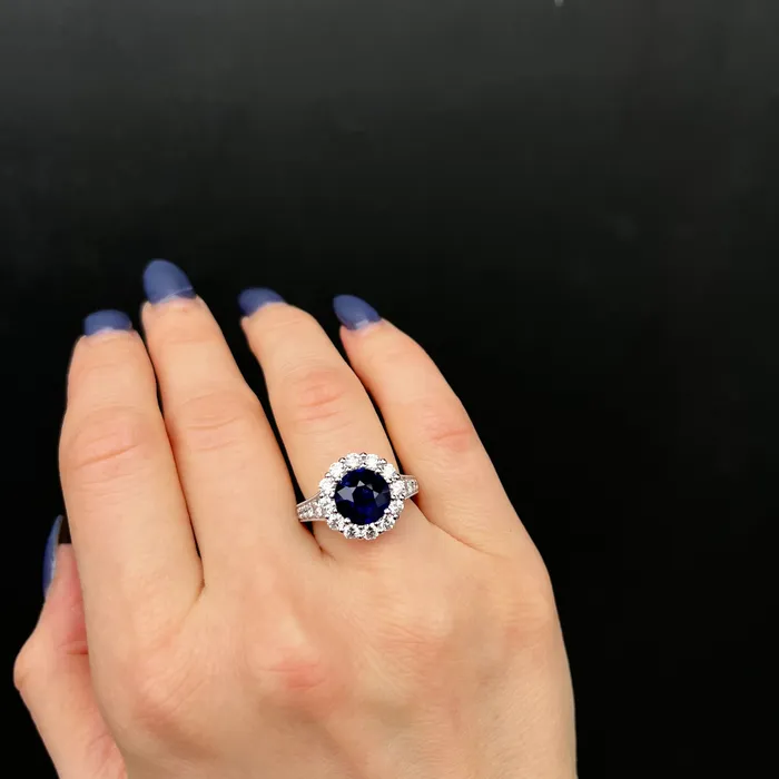 14K White Gold 307 Carat Sapphire and Diamond Ring The Gem House Rings