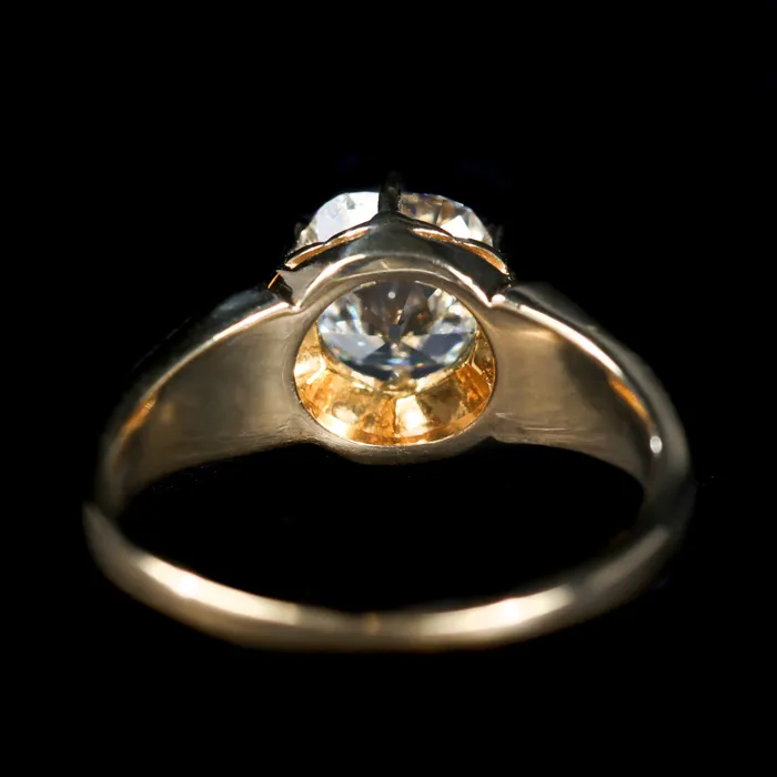 14K Yellow Gold GIA 160 Carat Old Mine Cut Diamond Engagement Ring OTC Rings