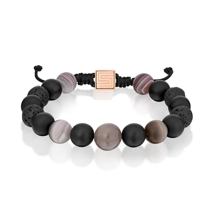 Agate Black Lava and Brown Moonstone Bead Bracelet Stephen Silver Fine Jewelry Bracelets Agate Black Lava and Brown Moonstone Bead Bracelet Stephen Silver Fine Jewelry Bracelets