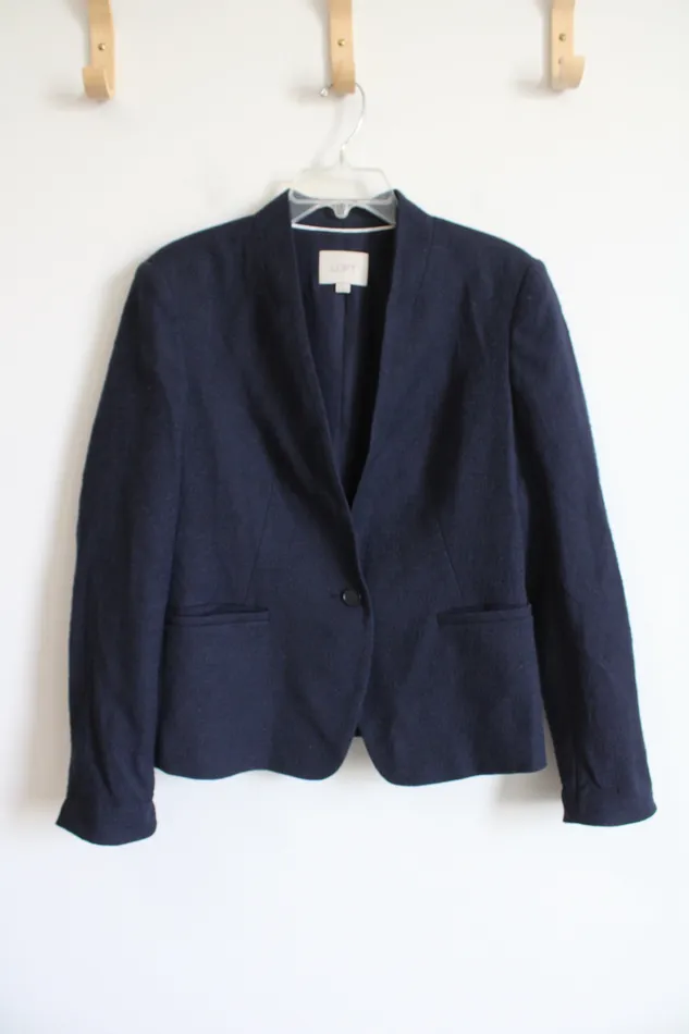 Ann Taylor LOFT Rings LOFT Navy Blue Blazer 8