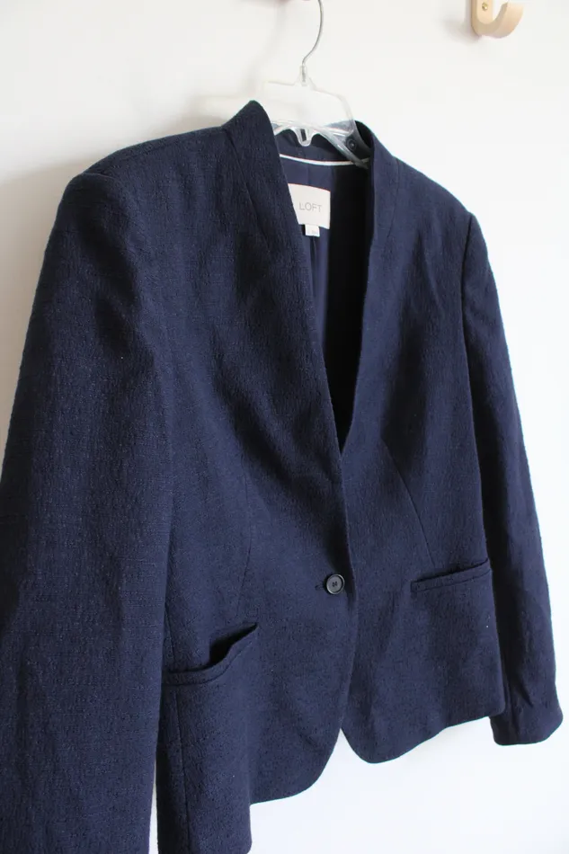 Ann Taylor LOFT Rings LOFT Navy Blue Blazer 8