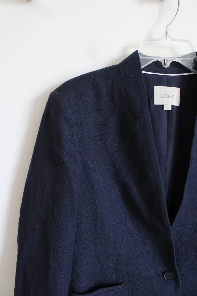 Ann Taylor LOFT Rings LOFT Navy Blue Blazer 8