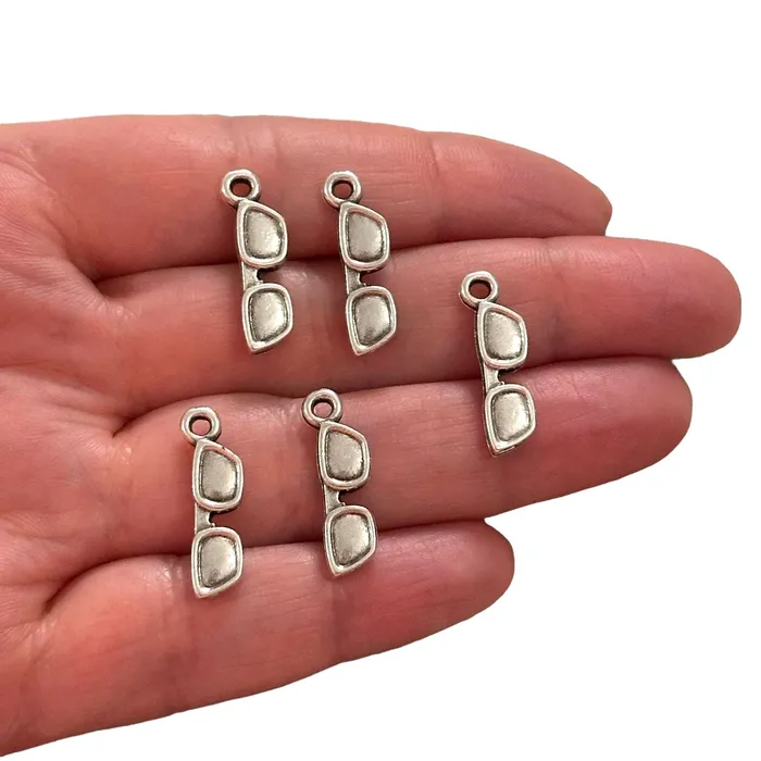 Antique Silver Plated Sunglasses Charms Silver Travel Charms 5 pcs in a pack Peppy Beads Earrings