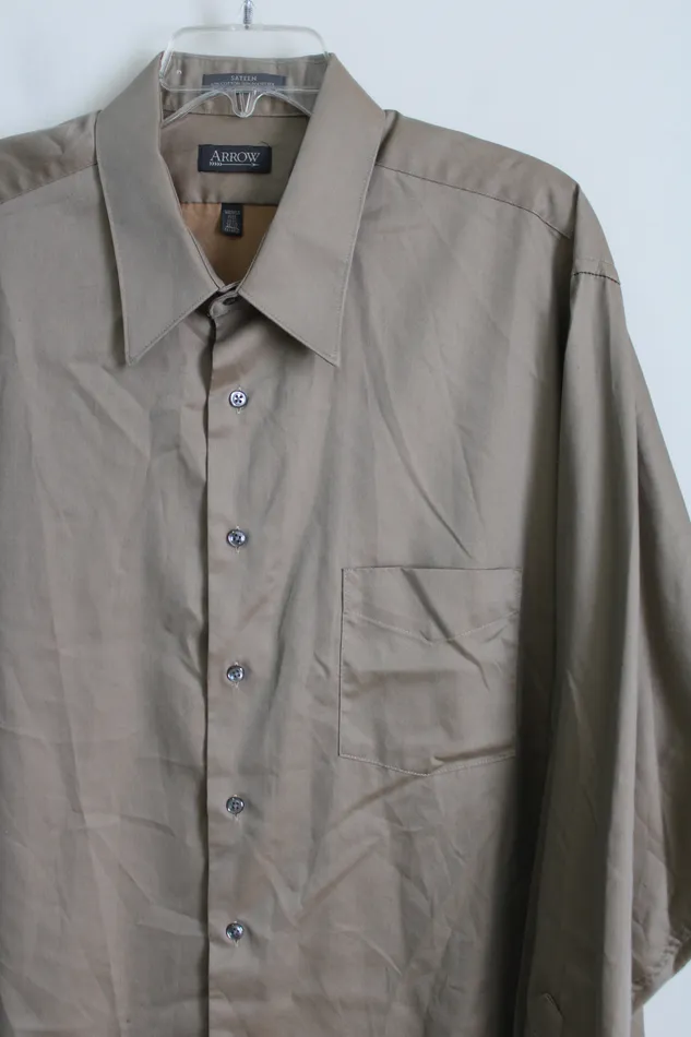 Arrow Tan Button Down Dress Shirt XXL Arrow Earrings