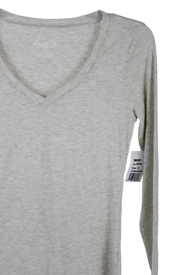 Aveto Earrings NEW Aveto Oatmel Heather VNeck Shirt M