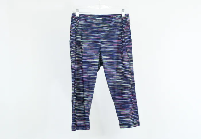 Bally Total Fitness Blue MultiColored Yoga Pants L Bally Rings
