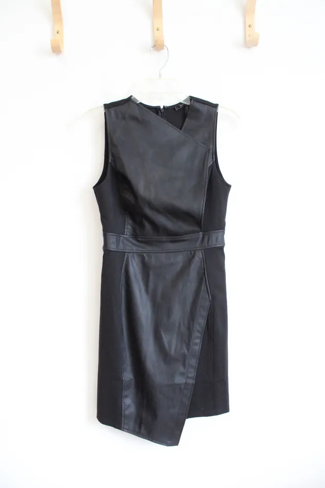 BCBG Rings NEW BCBG Maxazria Black Combo Faux Leather Dress 6
