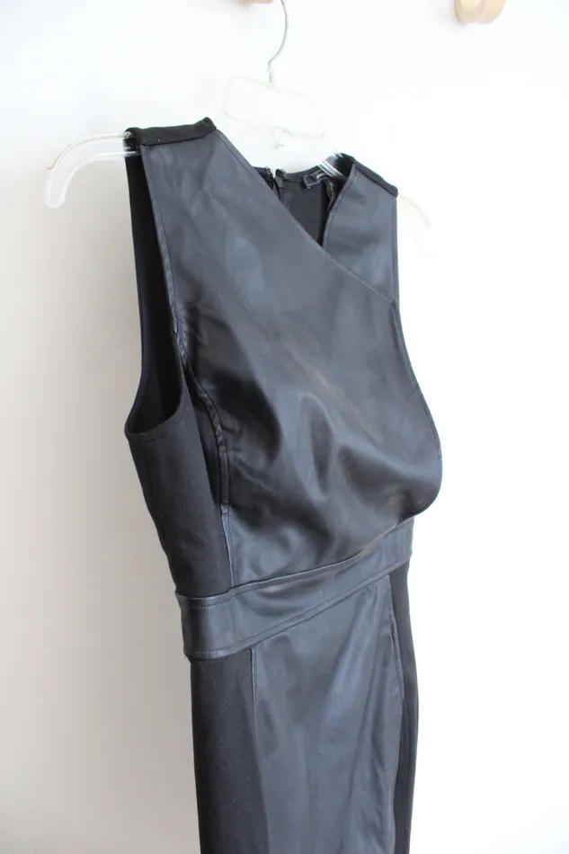 BCBG Rings NEW BCBG Maxazria Black Combo Faux Leather Dress 6