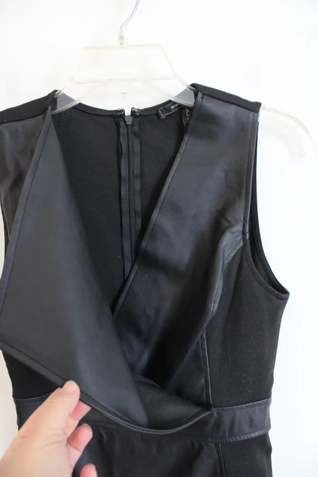 BCBG Rings NEW BCBG Maxazria Black Combo Faux Leather Dress 6