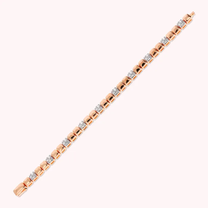 Bronzallure Earrings Bracciale con Elementi Quadrati Lucidi e in Pav di Cubic Zirconia