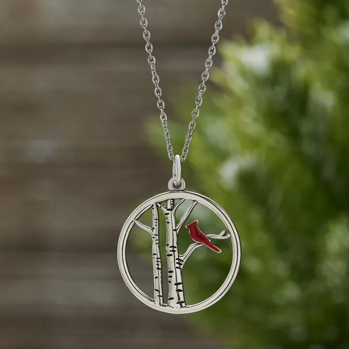 Chadds Ford Jewelry Red Cardinal Tree Necklace Necklaces