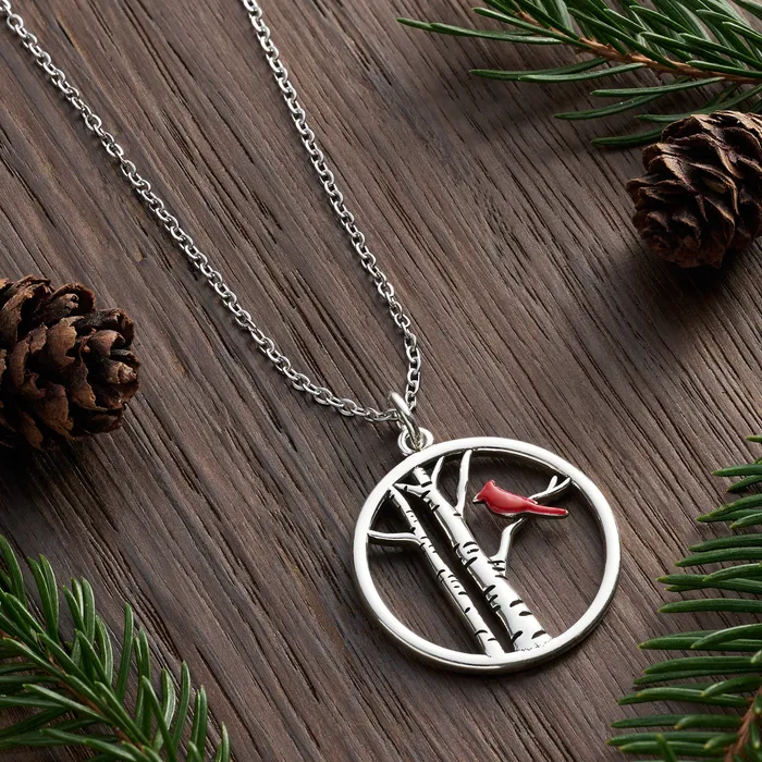 Chadds Ford Jewelry Red Cardinal Tree Necklace Necklaces