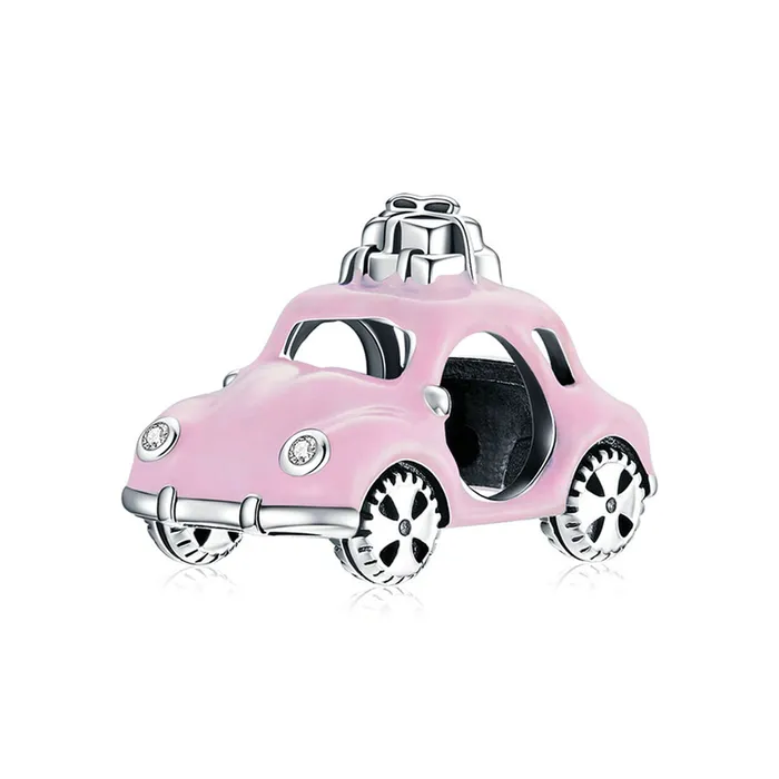 Charm Necklaces Gold Shield Charm de automovil rosa