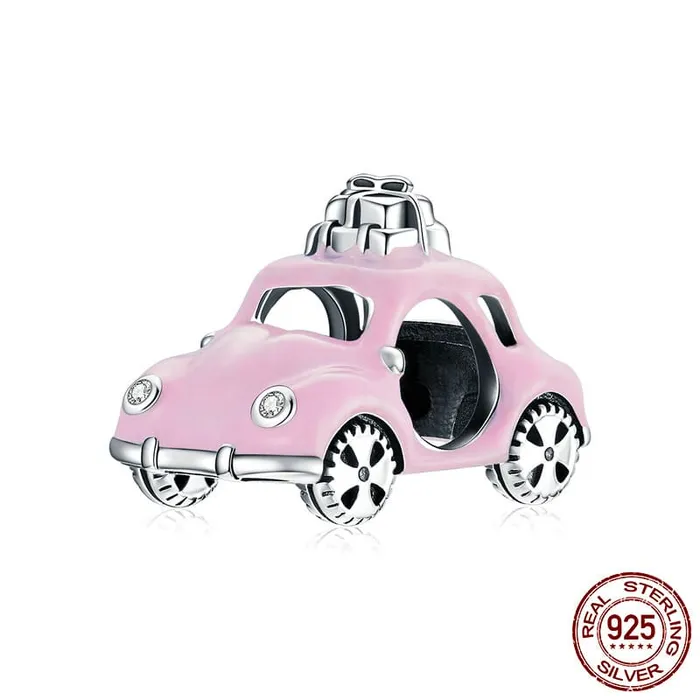 Charm Necklaces Gold Shield Charm de automovil rosa