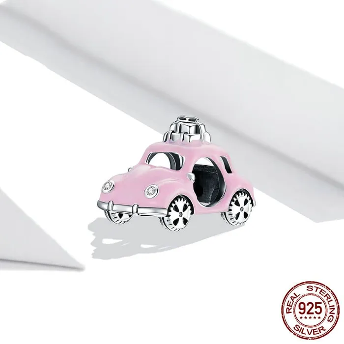 Charm Necklaces Gold Shield Charm de automovil rosa