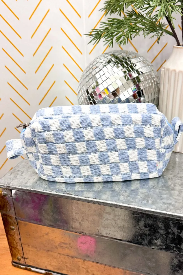 Checker Cosmetic Pouch Blue JOSSLYN by Wall to Wall Rings