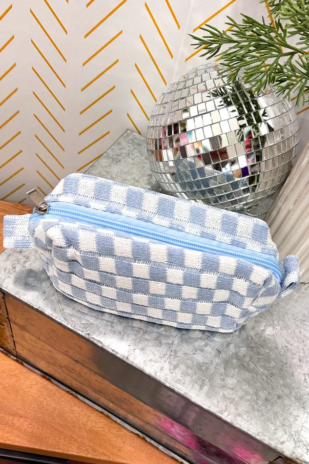 Checker Cosmetic Pouch Blue JOSSLYN by Wall to Wall Rings