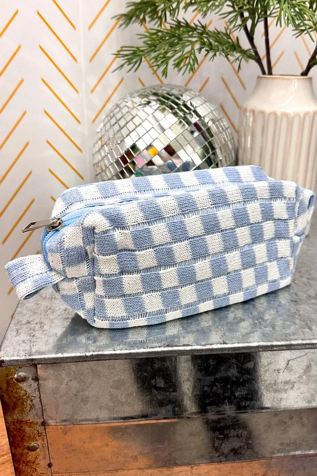 Checker Cosmetic Pouch Blue JOSSLYN by Wall to Wall Rings