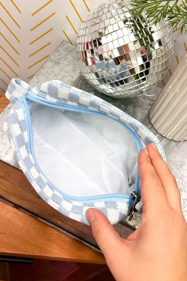 Checker Cosmetic Pouch Blue JOSSLYN by Wall to Wall Rings