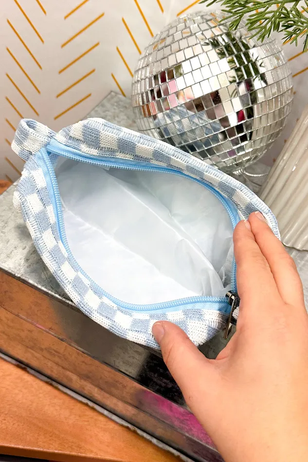 Checker Cosmetic Pouch Blue JOSSLYN by Wall to Wall Rings