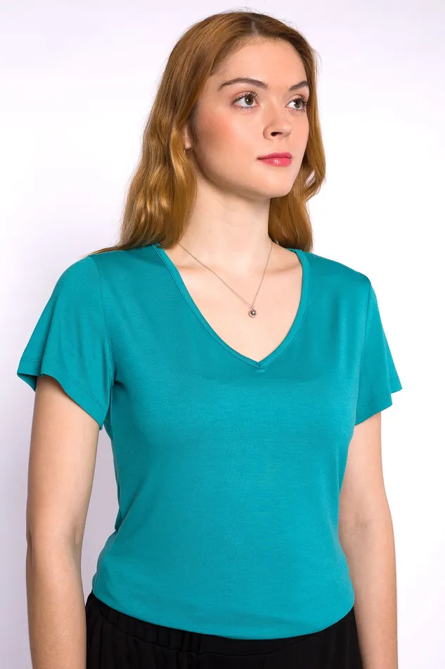CLAIRE Vneck top aqua justineleconte1 Earrings