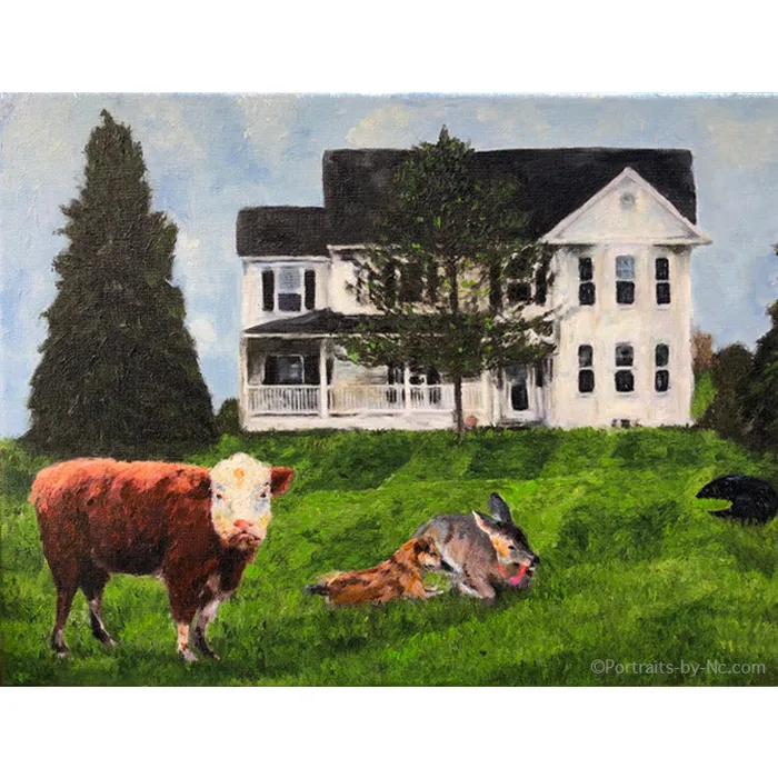 Custom House Portrait The Farm Portraits by NC Necklaces