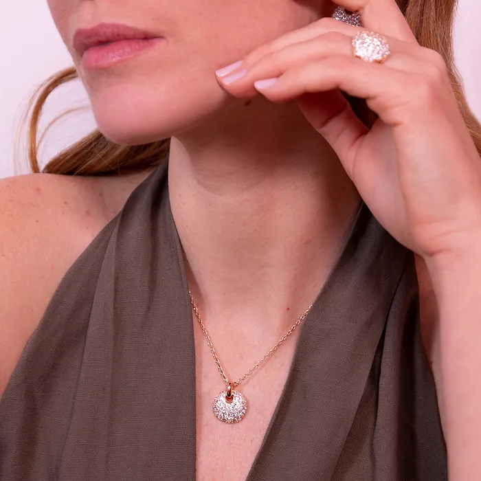 Earrings Bronzallure Collana Catena Rolo con Ciondolo Tondo Traforato e Pav in Cubic Zirconia