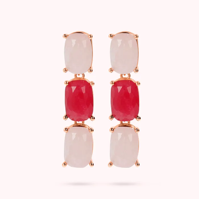 Earrings Bronzallure Orecchini Pendenti a Filo con Pietra Naturale Ovale