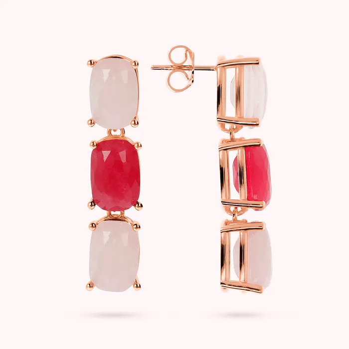 Earrings Bronzallure Orecchini Pendenti a Filo con Pietra Naturale Ovale
