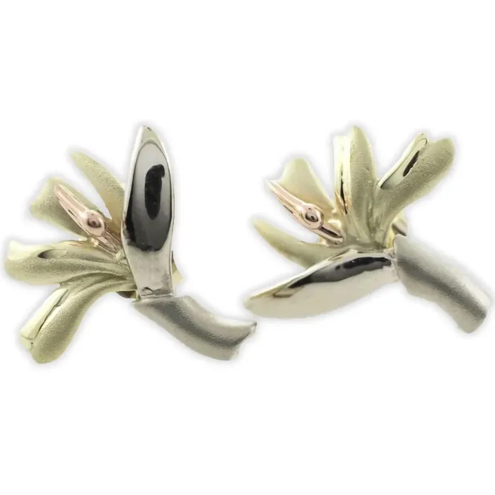 Earrings Island Fine Jewelry 14K Gold Tricolor Bird of Paradise Post Earrings