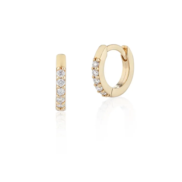 Earrings Itsy Gold Diamond Huggie 10mm RACHEL LYNN CHICAGO