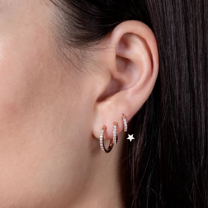 Earrings Itsy Gold Diamond Huggie 10mm RACHEL LYNN CHICAGO
