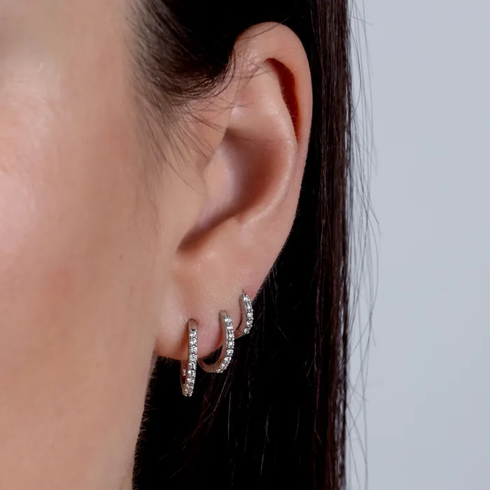 Earrings Itsy Gold Diamond Huggie 10mm RACHEL LYNN CHICAGO