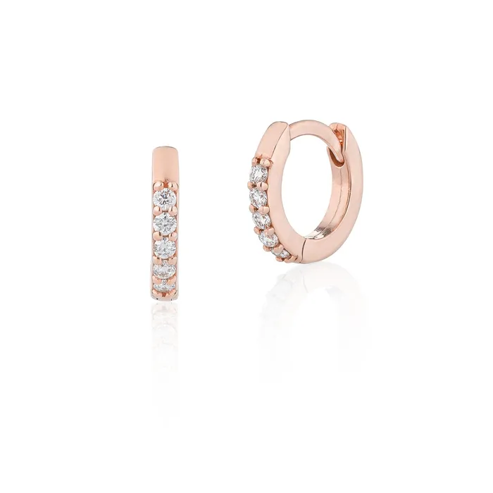 Earrings Itsy Gold Diamond Huggie 10mm RACHEL LYNN CHICAGO
