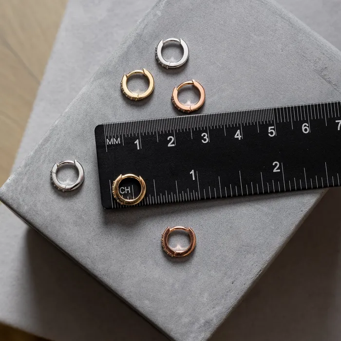 Earrings Itsy Gold Diamond Huggie 10mm RACHEL LYNN CHICAGO