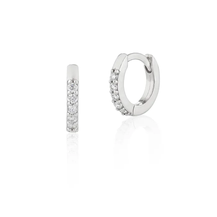 Earrings Itsy Gold Diamond Huggie 10mm RACHEL LYNN CHICAGO