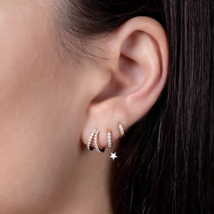 Earrings Itsy Gold Diamond Huggie 10mm RACHEL LYNN CHICAGO
