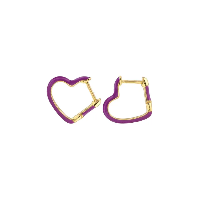 Earrings Kris Nations Open Heart Enamel Hinged Huggie Hoop Earrings
