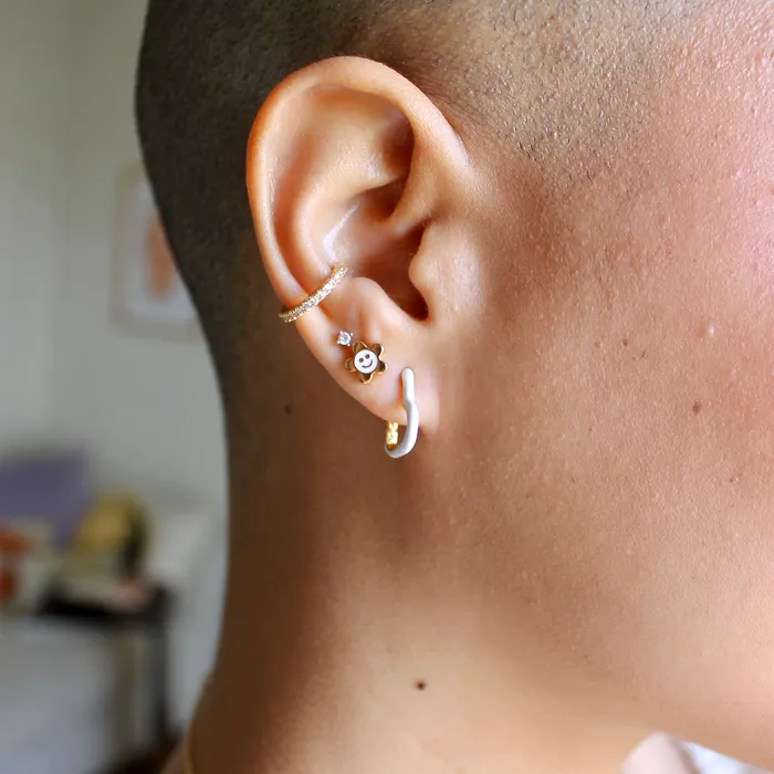 Earrings Kris Nations Open Heart Enamel Hinged Huggie Hoop Earrings Earrings Kris Nations Open Heart Enamel Hinged Huggie Hoop Earrings