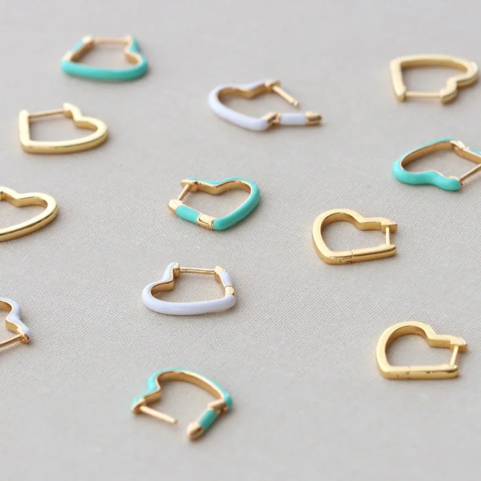 Earrings Kris Nations Open Heart Enamel Hinged Huggie Hoop Earrings Earrings Kris Nations Open Heart Enamel Hinged Huggie Hoop Earrings