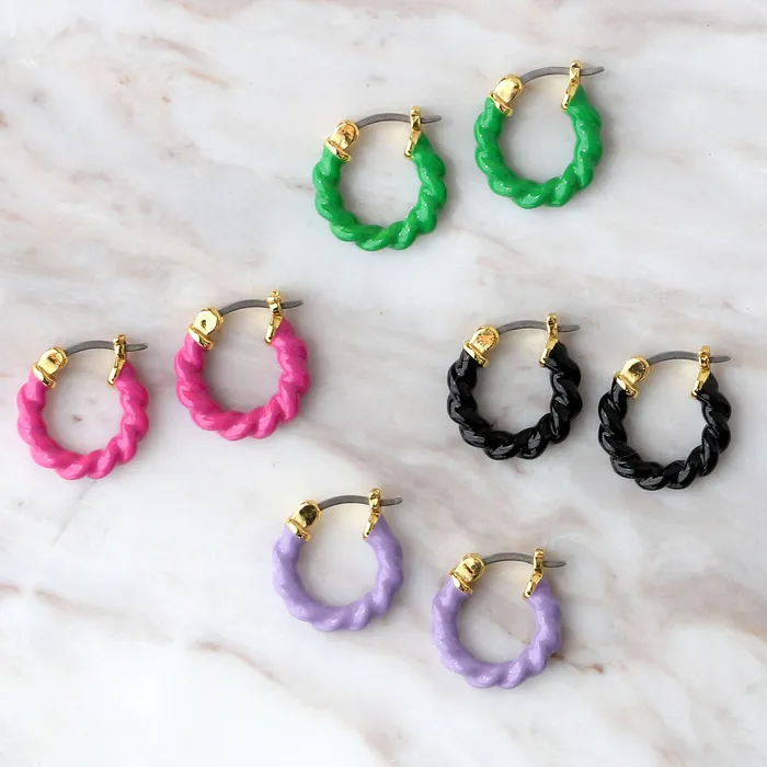 Earrings Kris Nations Twist Enamel Hoop Earrings