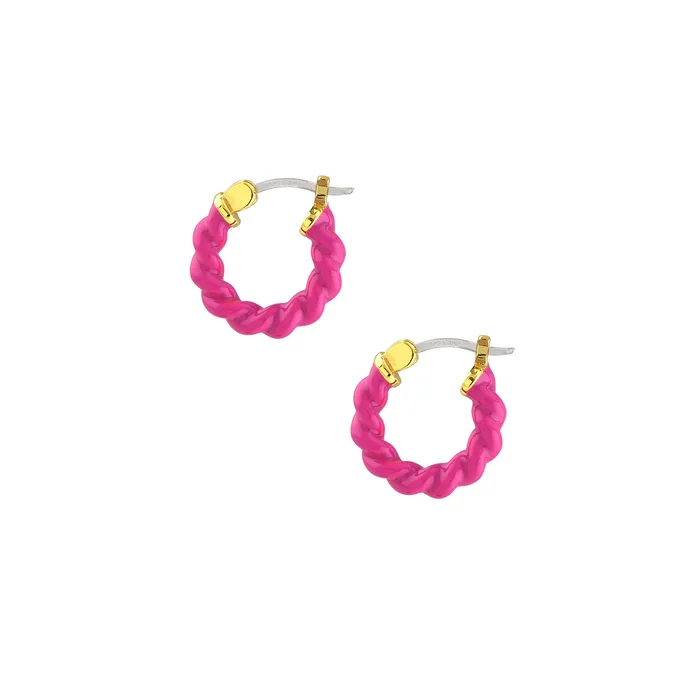 Earrings Kris Nations Twist Enamel Hoop Earrings