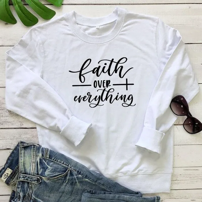 Earrings Lords Guidance Christian Sweatshirt br Faith Over Everything