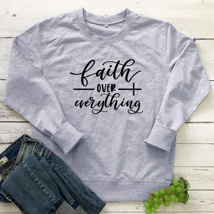 Earrings Lords Guidance Christian Sweatshirt br Faith Over Everything