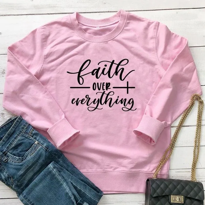 Earrings Lords Guidance Christian Sweatshirt br Faith Over Everything