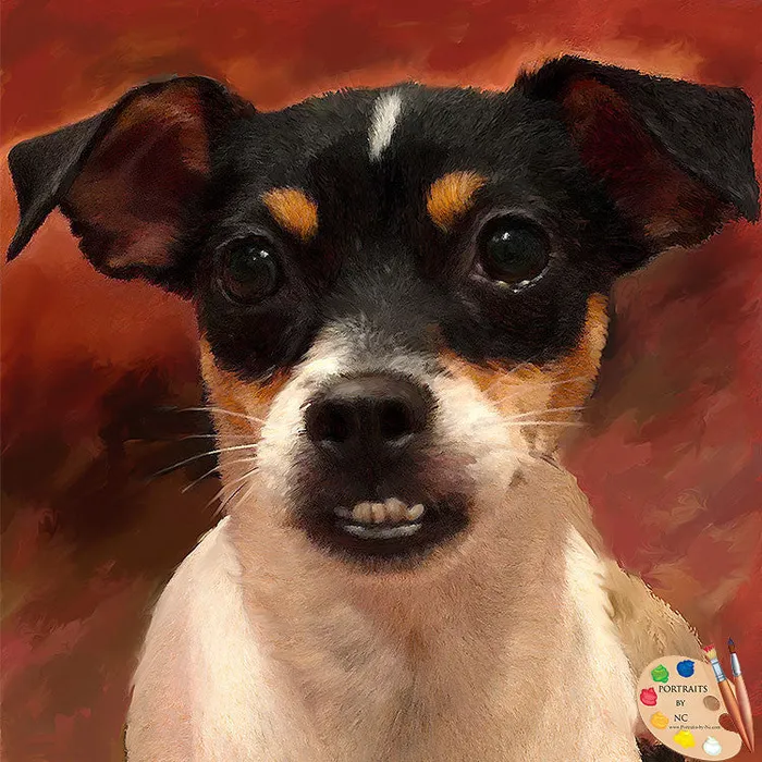 Earrings Portraits by NC Rat Terrier Dog Oil Portrait