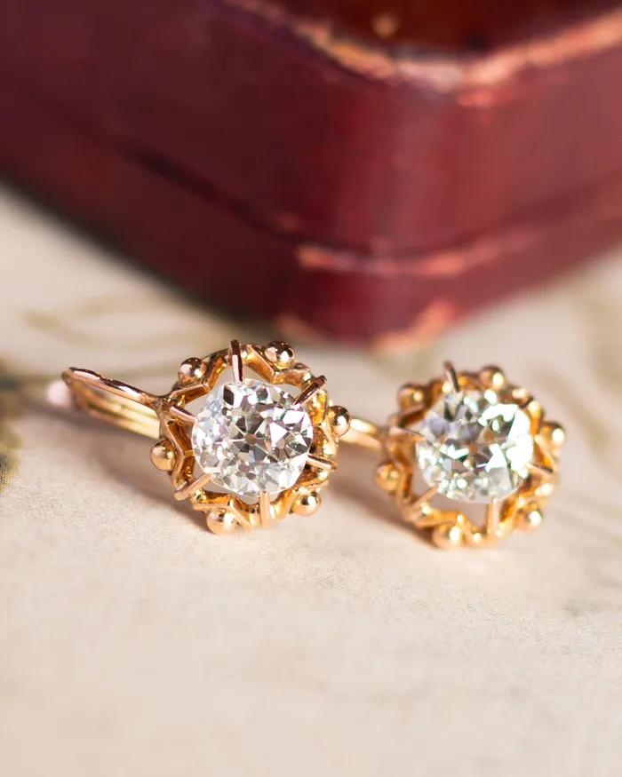 Earrings Solife Inc Estate 288 CTW Old Mine Cut Diamond Dangle Earrings