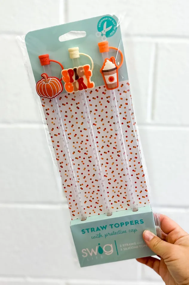 Earrings Swig Pumpkin Spice Girl Straw Topper Set